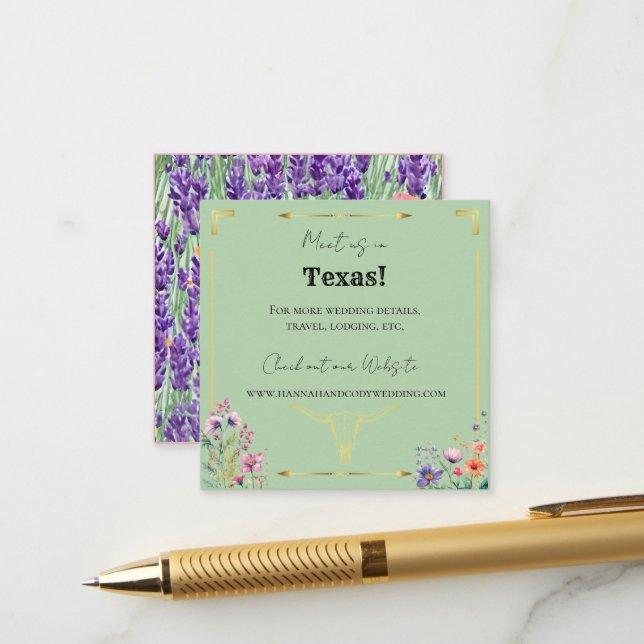Lavender Fields Western Wedding Enclosure Card (Front/Back In Situ)