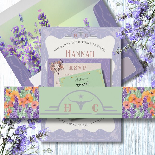 Lavender Fields Western Wedding  Invitation Belly Band (Creator Uploaded)