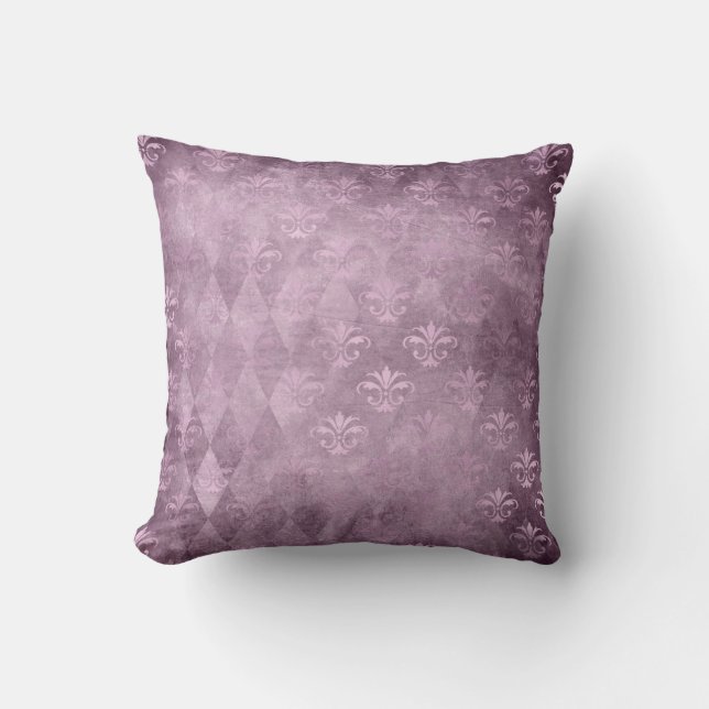 Lavender Fleur de Lis Damask Cushion (Front)
