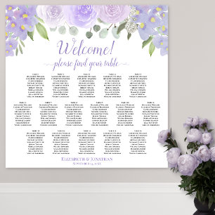 Lavender Floral 16 Table Wedding Seating Chart