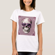 Lavender Floral 3D Dead Skull wearing sunglasses