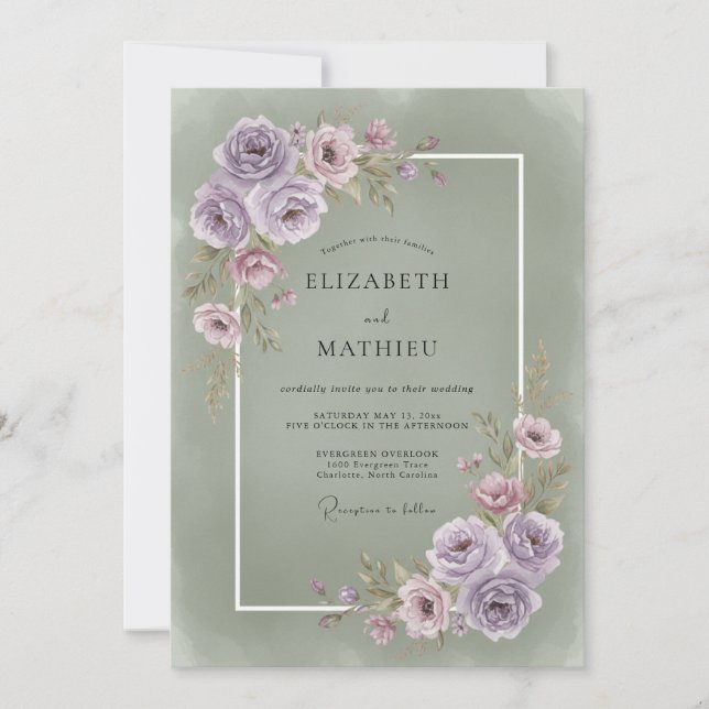 Lavender Floral Aesthetic Wedding Invitation (Front)