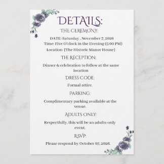 Lavender Floral All-in-One Wedding Invite