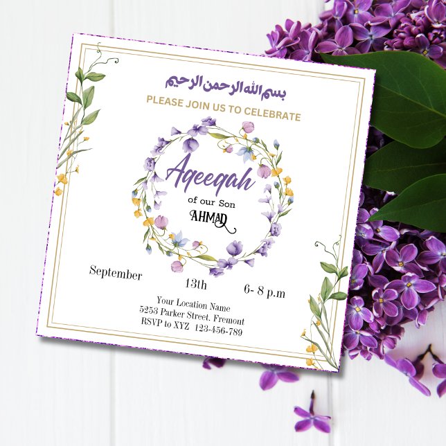 Lavender Floral Aqeeqah- Aqiqah- Muslim Invitation (Creator Uploaded)