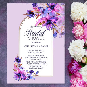 Lavender Floral Arch Bridal Shower Invitation