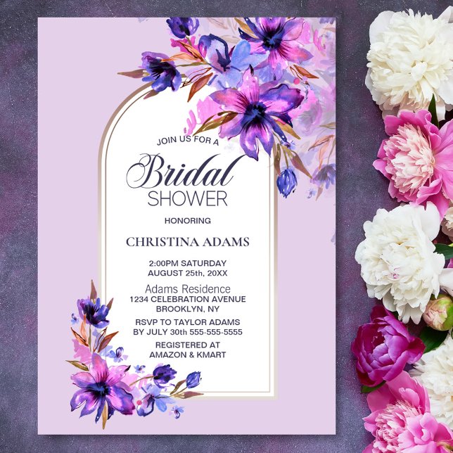 Lavender Floral Arch Bridal Shower Invitation (Creator Uploaded)