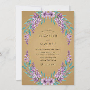 Lavender Floral Arch Romance Wedding Invitation