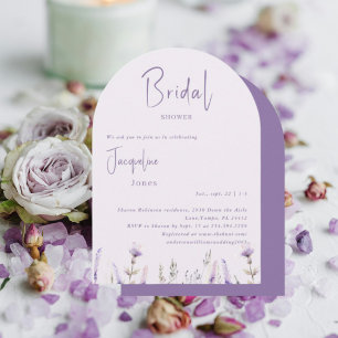 Lavender Floral Arched Bridal Shower Invitation