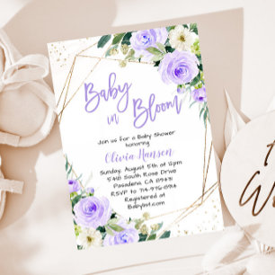 Lavender Floral Baby in Bloom Baby Shower Invitation