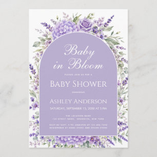 Lavender Floral Baby Shower Baby in Bloom Purple Invitation