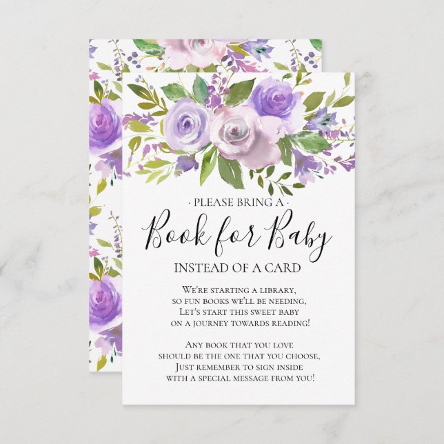 Lavender Floral Baby Shower Book for Baby Invitation (Front/Back)