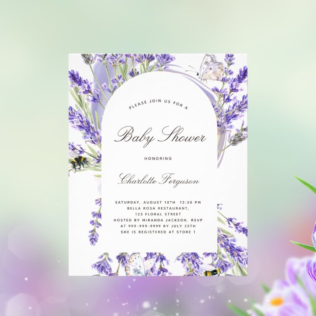 Lavender floral baby shower budget invitation flyer (Creator Uploaded)
