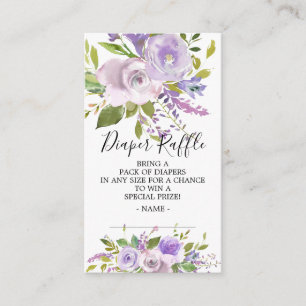 Lavender Floral Baby Shower Diaper Raffle Ticket Enclosure Card
