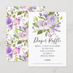 Lavender Floral Baby Shower Diaper Raffle Ticket Invitation