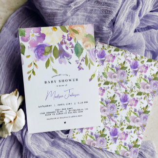 Lavender Floral Baby Shower Invitation