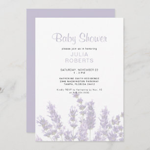 Lavender Floral Baby Shower Invitation
