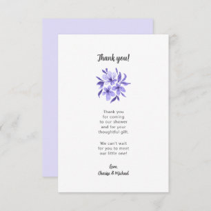 Lavender Floral baby shower thank you note