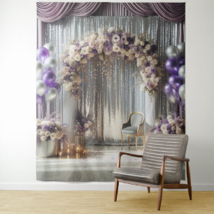 Lavender Floral Balloon Arch Backdrop Tapestry