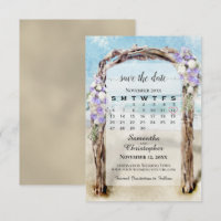 Lavender Floral Beach Arbor & Calendar Wedding