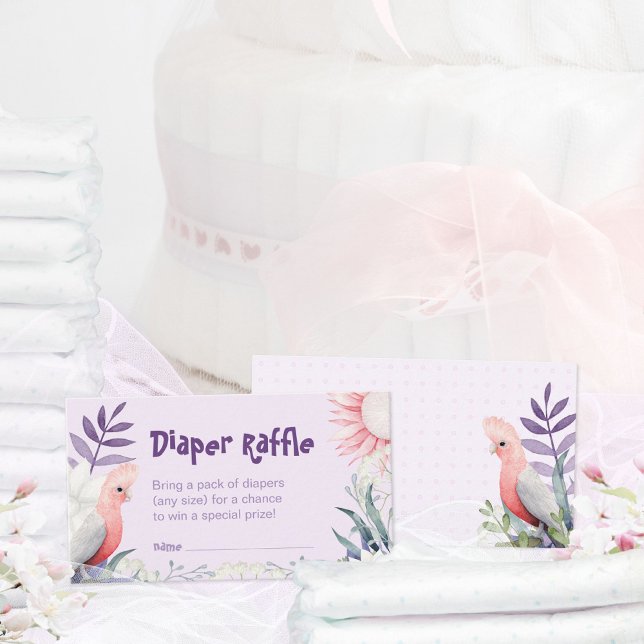 Lavender Floral Bird Baby Shower Diaper Raffle Enclosure Card (Enchanted Lavender Gender-Neutral Diaper Raffle Enclosure Card ©Susanne Sachers - Sunny Mind 🌞)