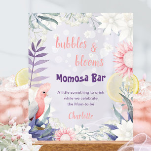 Lavender Floral Bird Baby Shower Momosa Bar Acrylic Sign