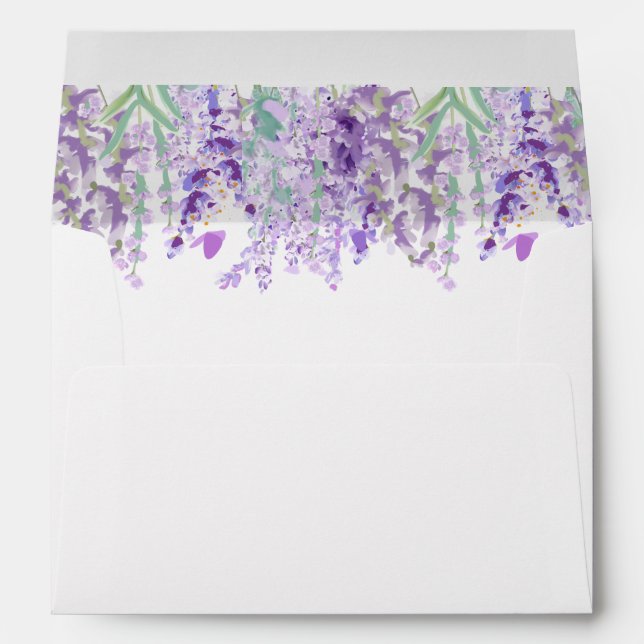 Lavender Floral Botanical Elegant Wedding Envelope (Back (Bottom))