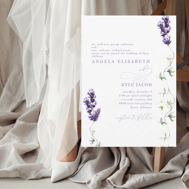 Lavender Floral Both Parents Wedding Invitation (Creator Uploaded)