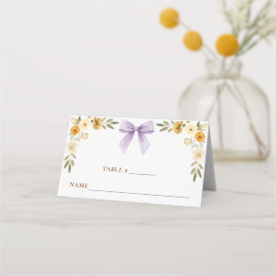 Lavender Floral Bow Tent Card Place Setting