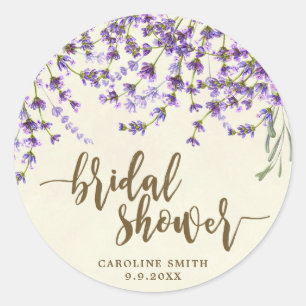 lavender floral bridal shower favours sticker