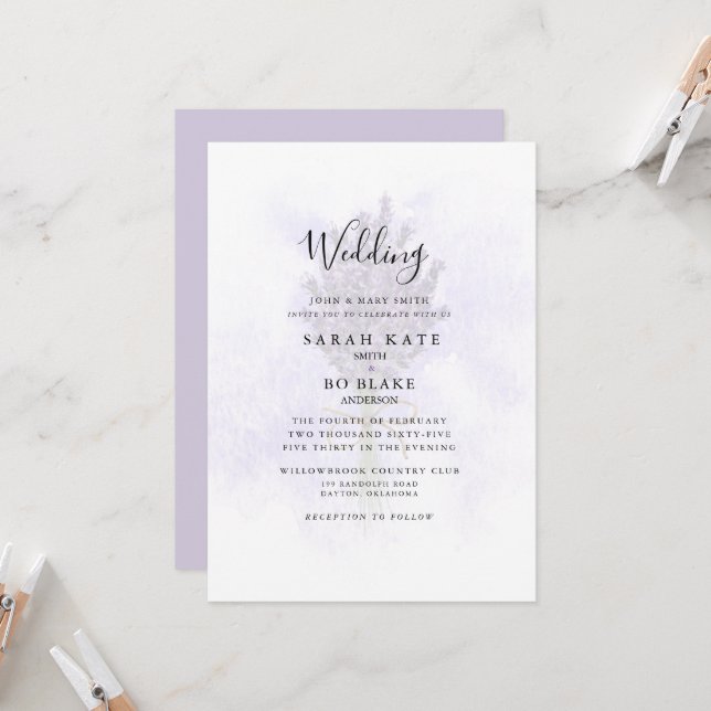 Lavender Floral Bride Parents Splash Wedding  Invitation (Front/Back In Situ)