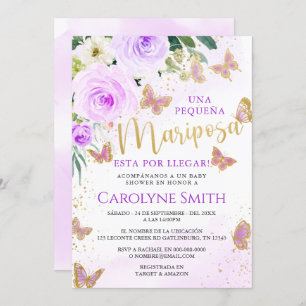 Lavender Floral Butterfly Baby Shower Invite Girl