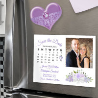 Lavender Floral Calendar & Photo Save the Date