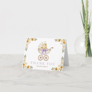 Lavender Floral Carriage Thank You Card