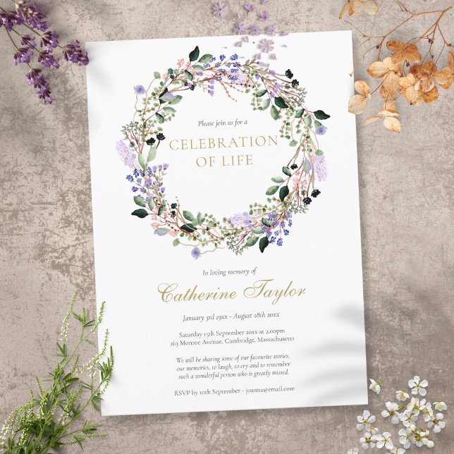 Lavender Floral Celebration of Life Funeral Invitation (Creator Uploaded)