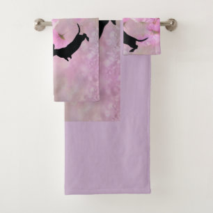 Lavender Floral Dachshund Towel Set