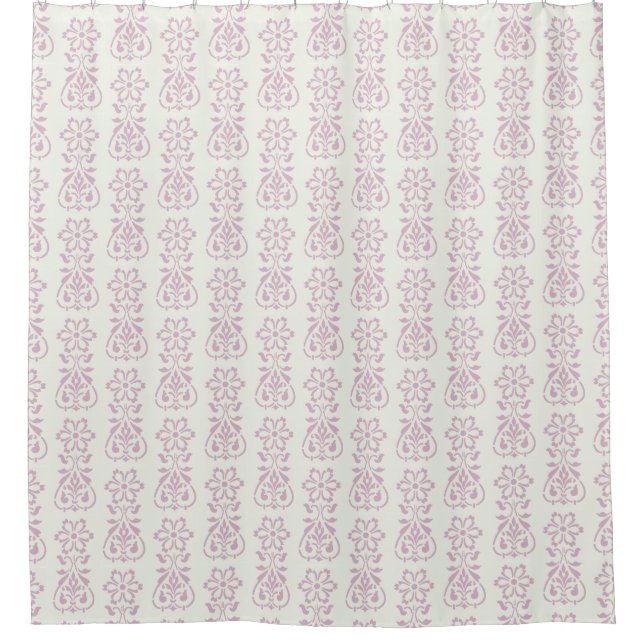 Lavender Floral Damask Pattern Shower Curtain (Front)