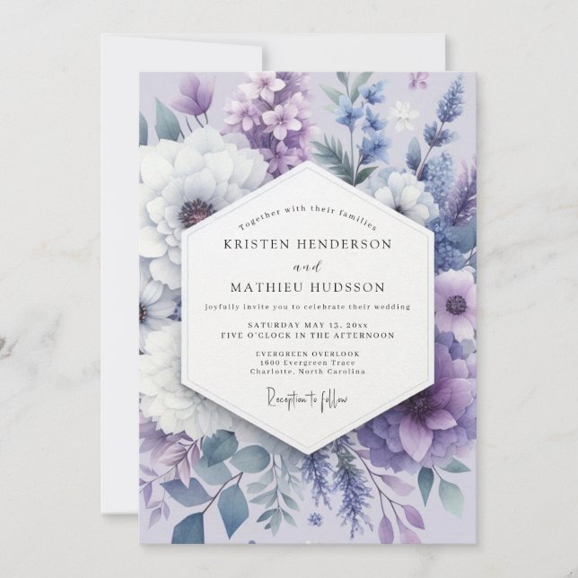 Lavender Floral Dream Wedding Invitation (Front)
