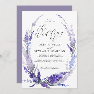Lavender Floral Dusty Purple Mauve Wedding  Invitation