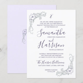 Lavender Floral Elegant and Minimal Wedding Invite
