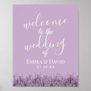 Lavender Floral Elegant Purple Wedding Welcome Poster