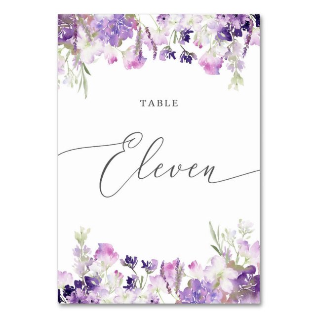 Lavender floral Eleven Table Number (Front)