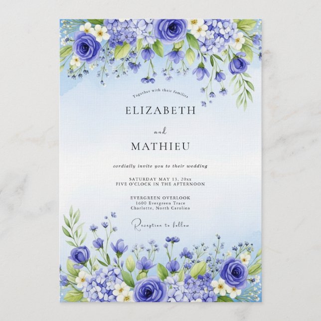 Lavender Floral Enchantment Wedding Invitation (Front)
