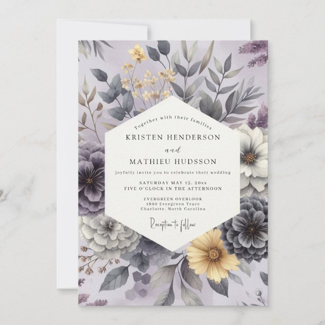 Lavender Floral Enchantment Wedding Invitation (Front)