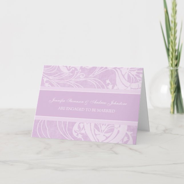 Lavender Floral Engagement Announcement Card (Front)