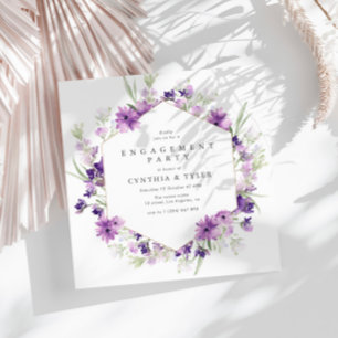 lavender floral engagement  invitation