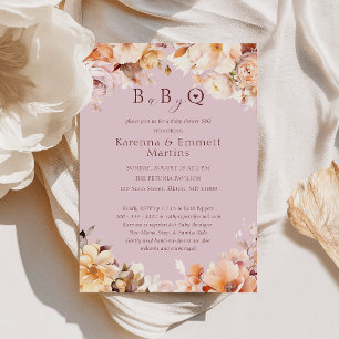 Lavender Floral Fall Baby-Q BBQ Baby Shower Invitation