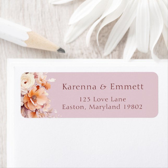 Lavender Floral Fall Baby Shower Return Address Label (Insitu)
