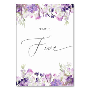 Lavender floral Five Table Number