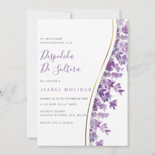 Lavender Floral Foliage Gold Spanish Bridal Shower Invitation