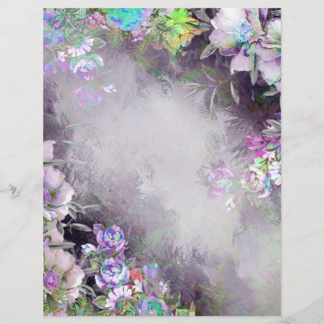 Lavender Floral Frame Scrapbook Paper (Front)